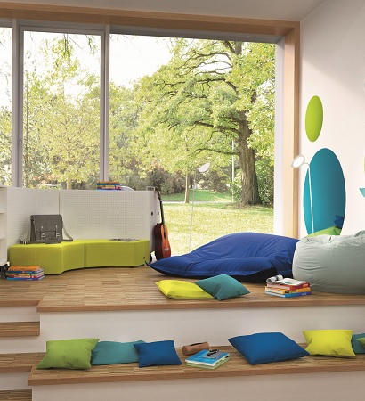 Relaxation Zones with VS cloud bean bags and Shift classroom furniture