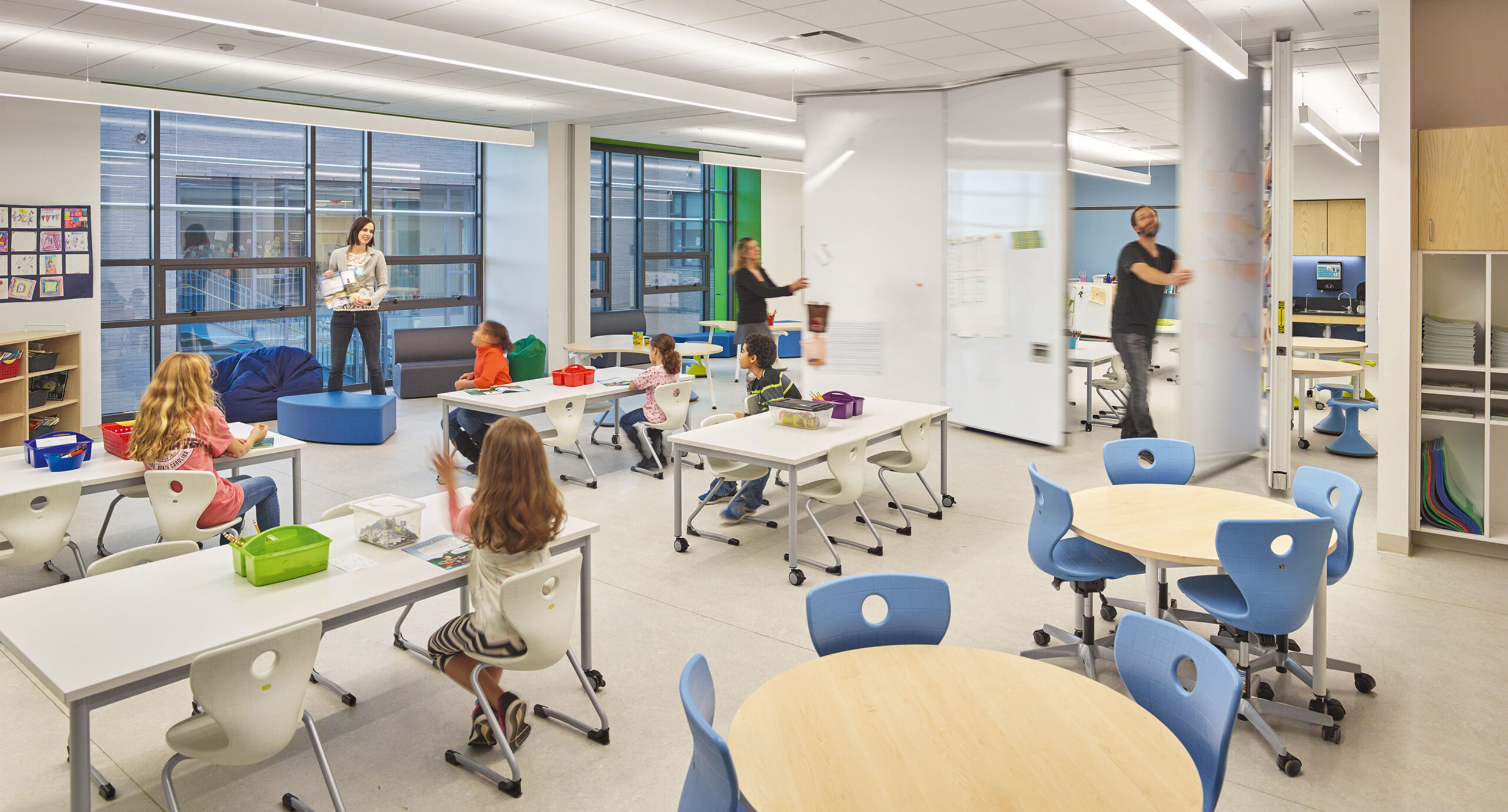 Classroom with LiteST table and PantoSwing, Bluestone Elementary School, VMDO Architects