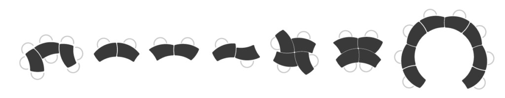 Concave / convex table layouts