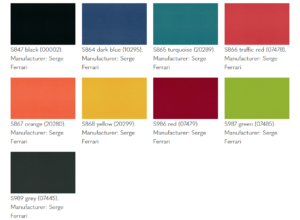 Colour options for VS upholstered furniture